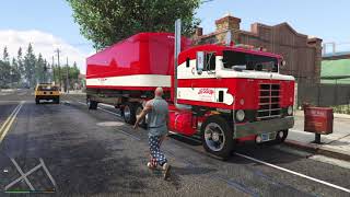 1955 Kenworth 523 Bullnose and 1946 Fruehauf Trailer Paleto Bay to Cypress Flats GTA V [upl. by Ob59]