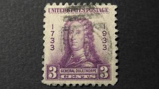 Postage stamp USA US Postage GENERAL OGLETHORPE 17331933 Price 3 cents [upl. by Atis284]