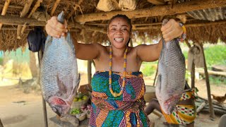 African Village Life  How to SMOKE BIG FISH \ TILAPIA Traditionally in the Village Ghana [upl. by Drake931]