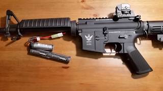 74 Lipo VS 111 Liion Airsoft WE M4A1 AEG [upl. by Ahsimot874]