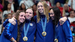 Torri Huske Wins Her 5th Medal in Womens 4x100 IM Relay Race Aug 4 2024 [upl. by Atilrak]