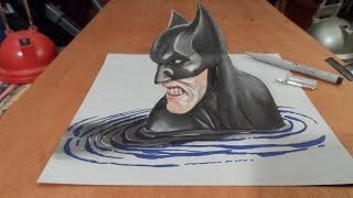 Art Drawing Batman in 3D  How to Draw 3D Batman Trick Art on Paper [upl. by Nawud212]