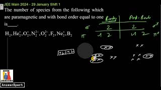 The number of species from the following which are paramagnetic and with bond order equal to one is [upl. by Ecadnarb]