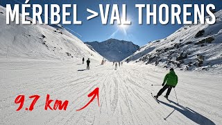 Skiing 97km from Meribel to Val Thorens in Les 3 Vallées 4K UHD [upl. by Anesusa815]