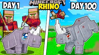 I Survived 100 Days as a RHINO in Minecraft [upl. by Duffy53]