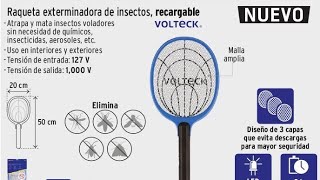 RAQUETA EXTERMINADORA DE MOSQUITOS VOLTECK 49149 [upl. by Anahpets823]