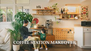 Home Cafe Complete Makeover｜MidCentury Modern Coffee Bar｜KidFriendly [upl. by Assirolc]