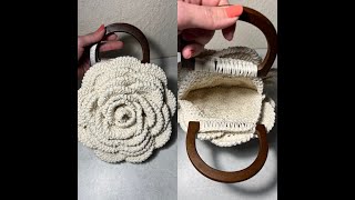 Tuto sac a main fleur rose au crochet spécial gaucher AlextitiaTutoCrochet [upl. by Hendrika709]