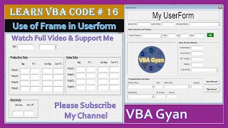 Learn VBA Code Part 16  How To Use Frame in UserForm [upl. by Greenlee83]