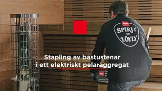 Harvia  Stapling av bastustenar i ett elektriskt pelaraggregat [upl. by Jorry]