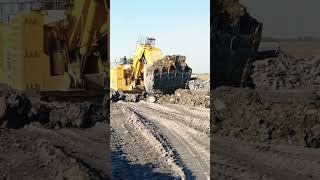 Mega Komatsu PC3000 loading 100 TONS mining komatsu truck [upl. by Ettevad689]