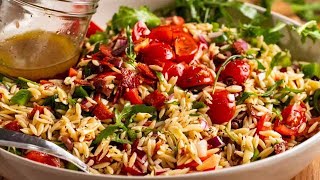 Italian Orzo salad risoni with CRISPY SALAMI BITS [upl. by Socrates455]