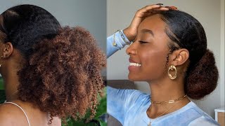 How I Achieve Sleek Low Buns Ponytails on My THICK Natural Hair [upl. by Yliab]