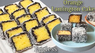 Eggless Orange Lamington Cake  Easy Soft Eggless Cake Recipe  A Refreshing Dessert for any Season [upl. by Jordain437]