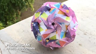 Rebel Kusudama  PrwOrigami Folding Tutorial 【くす玉・折り紙】 [upl. by Kalli530]