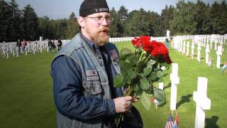 Memorial Day  Rough Riders MC  Replacing flags on Gravestones in Luxembourg [upl. by Angelica685]