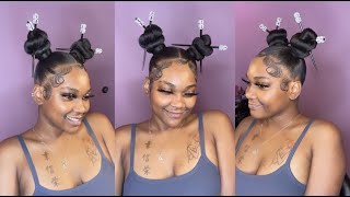 HOW TO TWO TOP KNOT BUNS [upl. by Yoj]