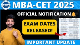 MBA CET 2025 Exam Dates Released  Mba cet exam Dates Released 2025 [upl. by Onahpets]