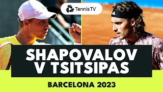 Stefanos Tsitsipas Battles Denis Shapovalov  Barcelona 2023 Highlights [upl. by Ecirbaf885]