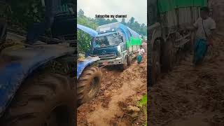 Tractor heavy driver mahindra pulls truck offroad [upl. by Desiri131]