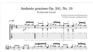 Carulli  Andante grazioso Op 241 No 10  TAB  ♩  60 [upl. by Laehpar]