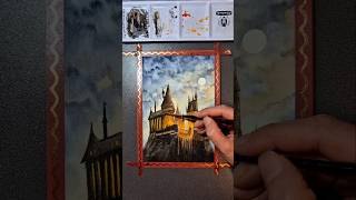 Part 2 Hogwarts castle art artwork part1 watercolor short shorts harrypotter artist MDNB🖤 [upl. by Umeko]