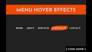 Menu Hover Effect  Navigation Hover Effects  HTML amp CSS [upl. by Aihsenyt557]