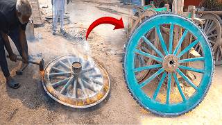 How to Create Wooden Horse Cart Wheels from Scratch [upl. by Anaiq206]