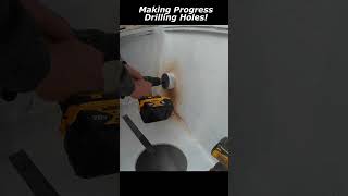 Drilling Holes  Big Progress shorts boatprojects boatbuilder boatbuilding plywoodboat [upl. by Lyrred10]