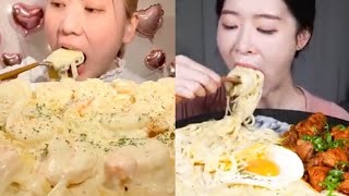 creamiest pasta asmr mukbang compilationsatisfying bites [upl. by Eadwina]