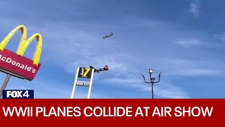 Planes collide midair at Dallas air show [upl. by Neelat]