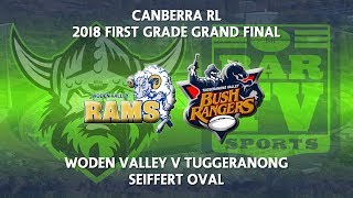 2018 Canberra RL First Grade Grand Final  Woden Valley Rams v Tuggeranong Bushrangers [upl. by Soo187]