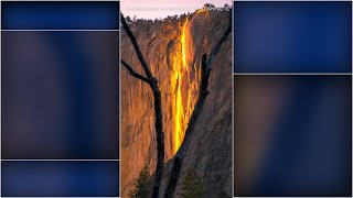 Yosemites annual firefall makes brief return setting Horsetail Fall ablaze [upl. by Ecnaled486]