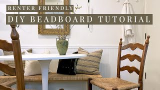 Renter Friendly Wainscoting Beadboard Tutorial  Easy DIY [upl. by Cyma]