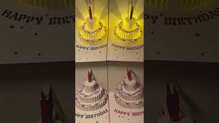 3D PopUp Birthday Cake Card with Lights amp Music – RedBlue Options Unique Happy Birthday Greeting [upl. by Adnawuj]