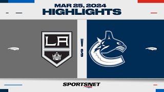 NHL Highlights  Kings vs Canucks  March 25 2024 [upl. by Mahsih]