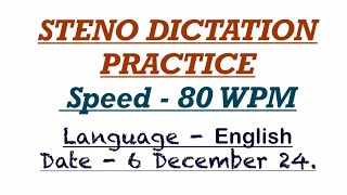 Steno dictation 80WPM ENGLISH For Rajasthan high court RSMSSB SSC Stenographer exams [upl. by Benji162]