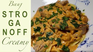 Beef Stroganoff with Onglet Hanger Steak  Easy Bœuf Stroganov in Creamy Sauce  Recipe  131 [upl. by David749]