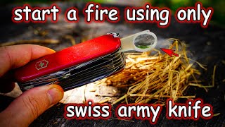 How to Start a Fire with a Swiss Army Knife Magnifying Glass  Victorinox Survival Tips and Tricks [upl. by Walker]