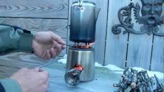 DIY UPCYCLED COFFEE CARAFE BECOMES A WOOD BURNING ROCKET STOVE [upl. by Klarrisa333]