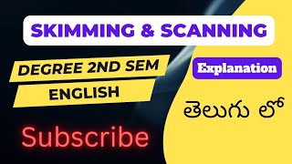 SkimmingampScanning Degree 2nd sem English Reading skills explanation Trilokya6600Trilokya6600 [upl. by Dnalyaw205]