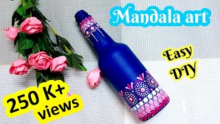 Easy Dot Mandala Bottle Painting using ONLY Qtip Toothpick amp Pencil  DIY Bottle Art  Niviz Ep 80 [upl. by Calva449]