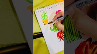 Easy flower pot drawing art drawingleaf leaves brushpen easy flowerpot shorts [upl. by Marder]