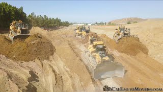 Serious Horsepower  A D10T and three D11T dozers grading for new building pad [upl. by Phemia]