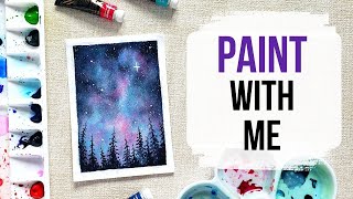 Easy watercolour galaxy for beginners 🎨 Paint with me [upl. by Cesar]