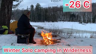 Winter Camping alone at Crownland in Northern Ontario [upl. by Charil32]