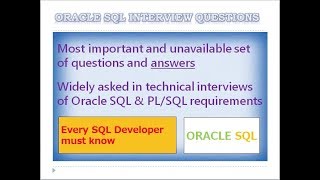 Professional Oracle SQL amp PLSQL Interview Questions [upl. by Notsirk]