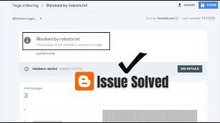 How to fix quotBlocked by robotstxtquot in Blogger  How to indexed post on Google Search Console [upl. by Arella899]