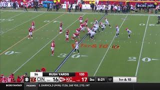 Burrows 47yard launch to Jermaine Burton silences Chiefs Kingdom [upl. by Idorb]