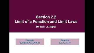 Section 22 Limit of a Function and Limit Laws part 1 [upl. by Rabka]